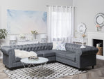 Ecksofa hellgrau linksseitig CHESTERFIELD