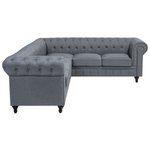 Ecksofa hellgrau linksseitig CHESTERFIELD