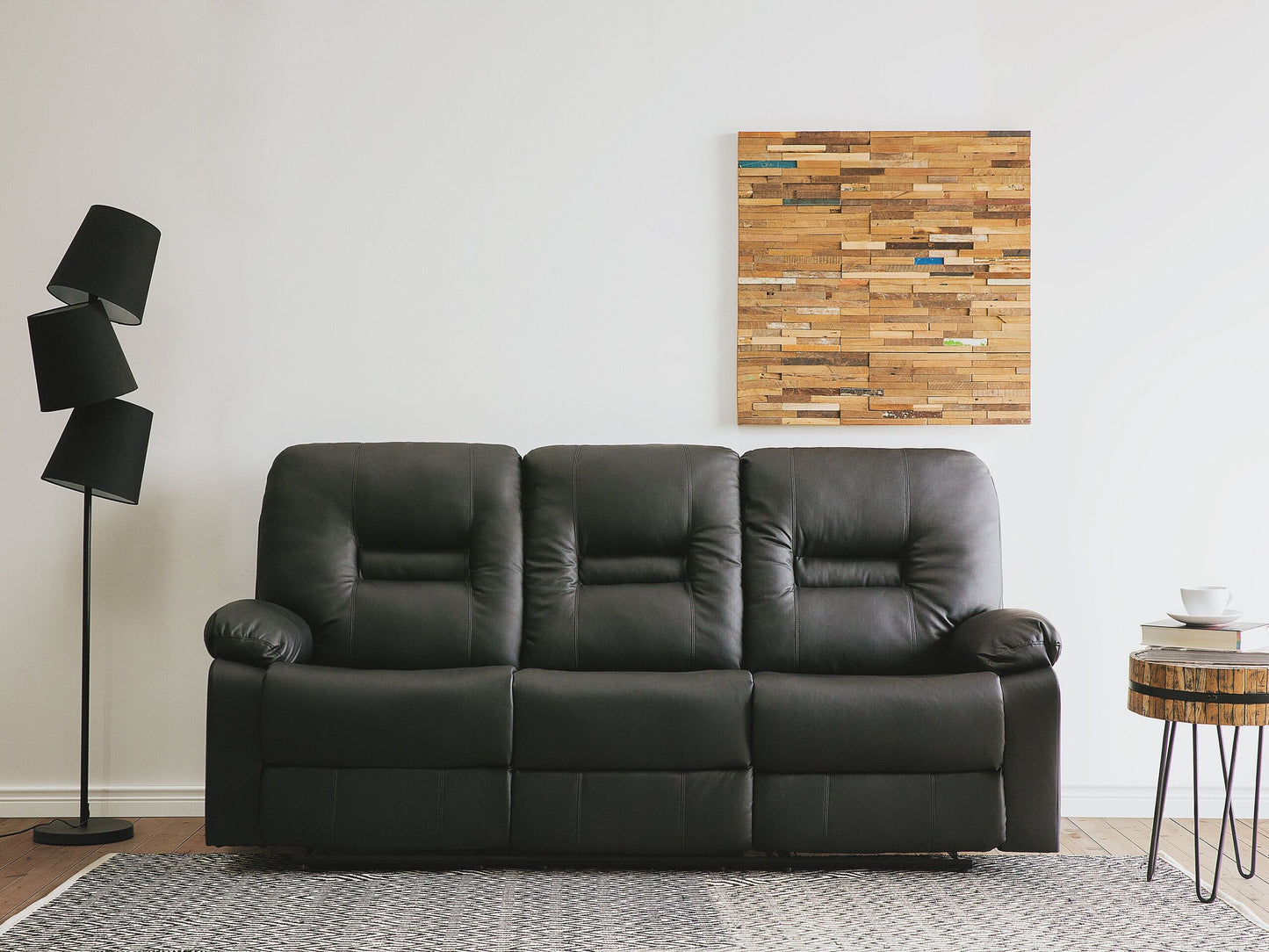 3-Sitzer Sofa Kunstleder schwarz verstellbar BERGEN
