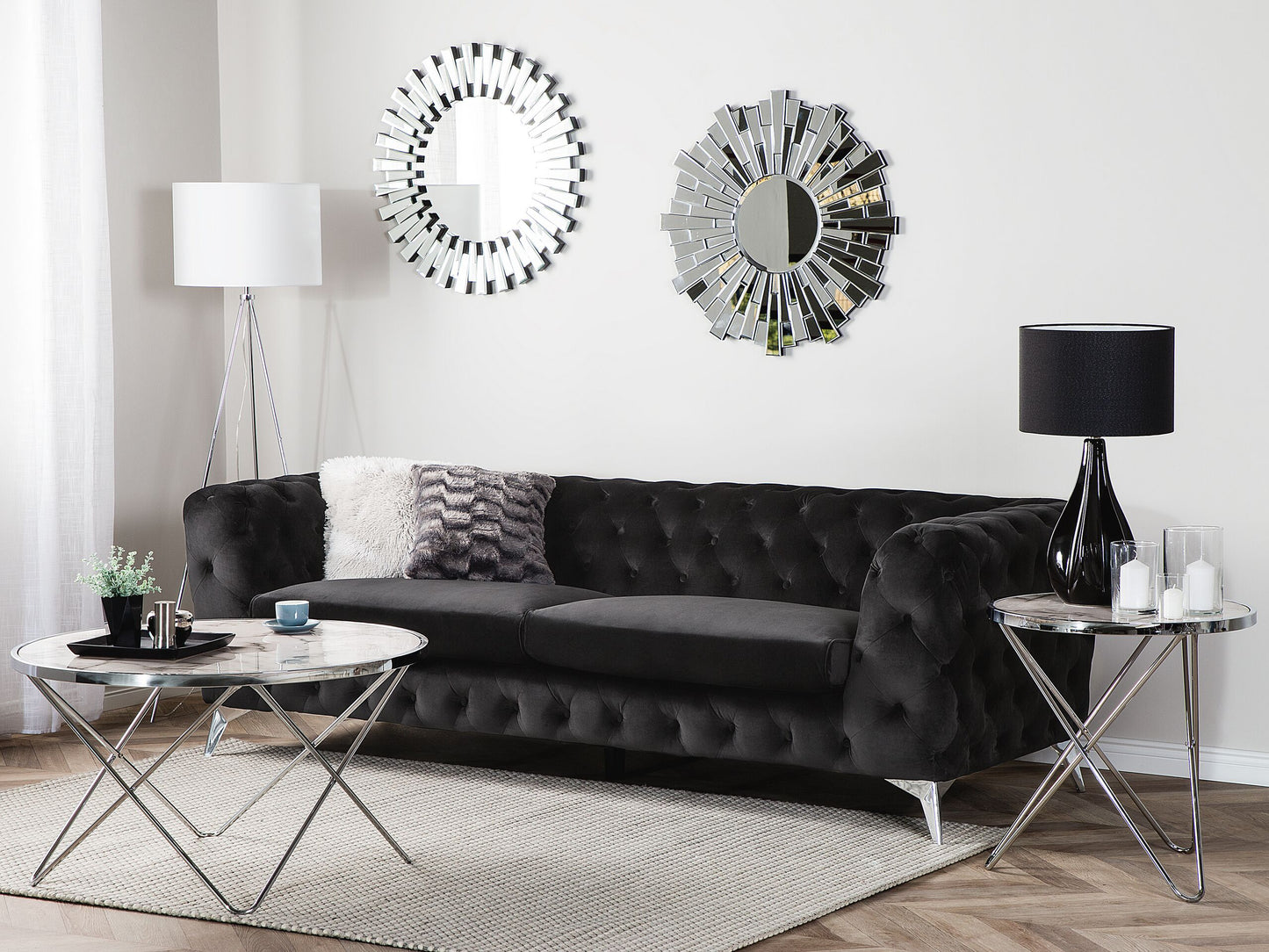 3-Sitzer Sofa Samtstoff schwarz SOTRA