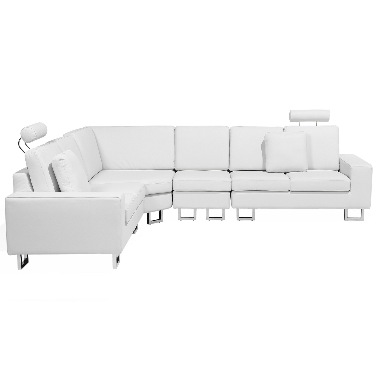 6-Sitzer Ecksofa Leder weiss linksseitig STOCKHOLM