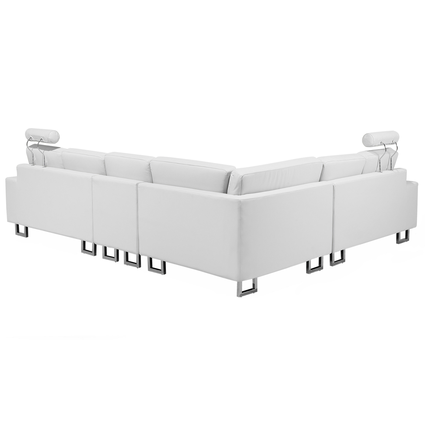 6-Sitzer Ecksofa Leder weiss linksseitig STOCKHOLM