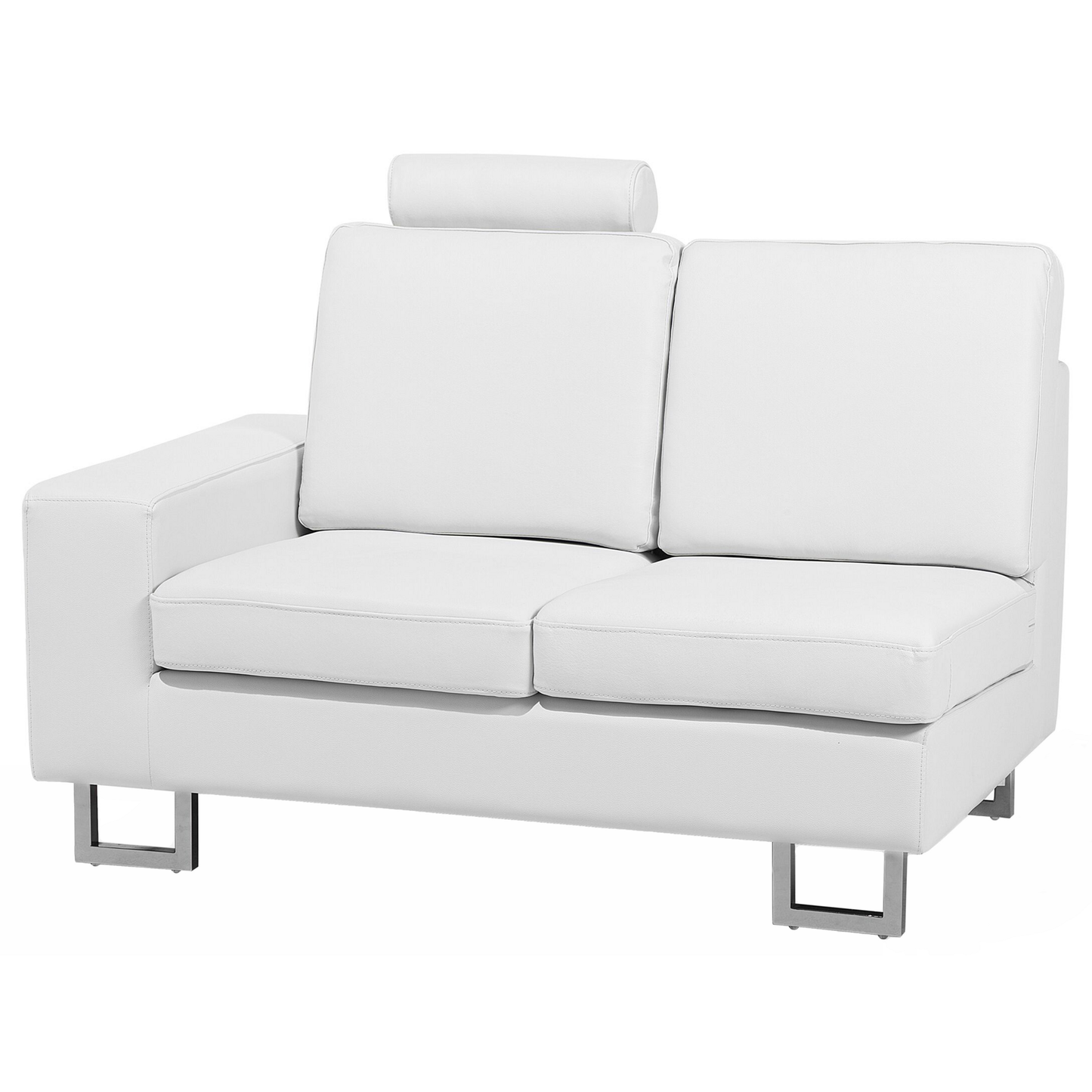 6-Sitzer Ecksofa Leder weiss linksseitig STOCKHOLM