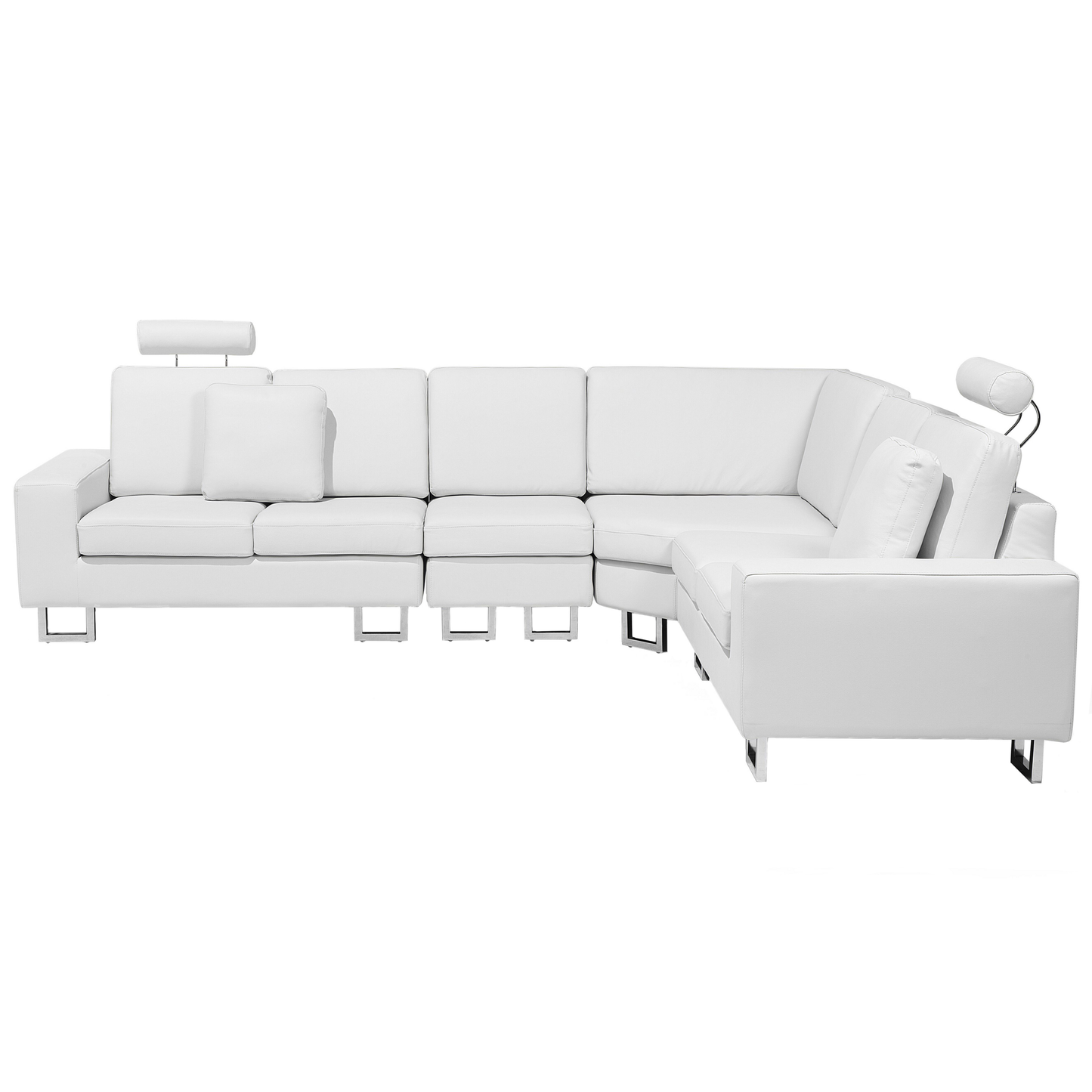 6-Sitzer Ecksofa Leder weiss rechtsseitig STOCKHOLM