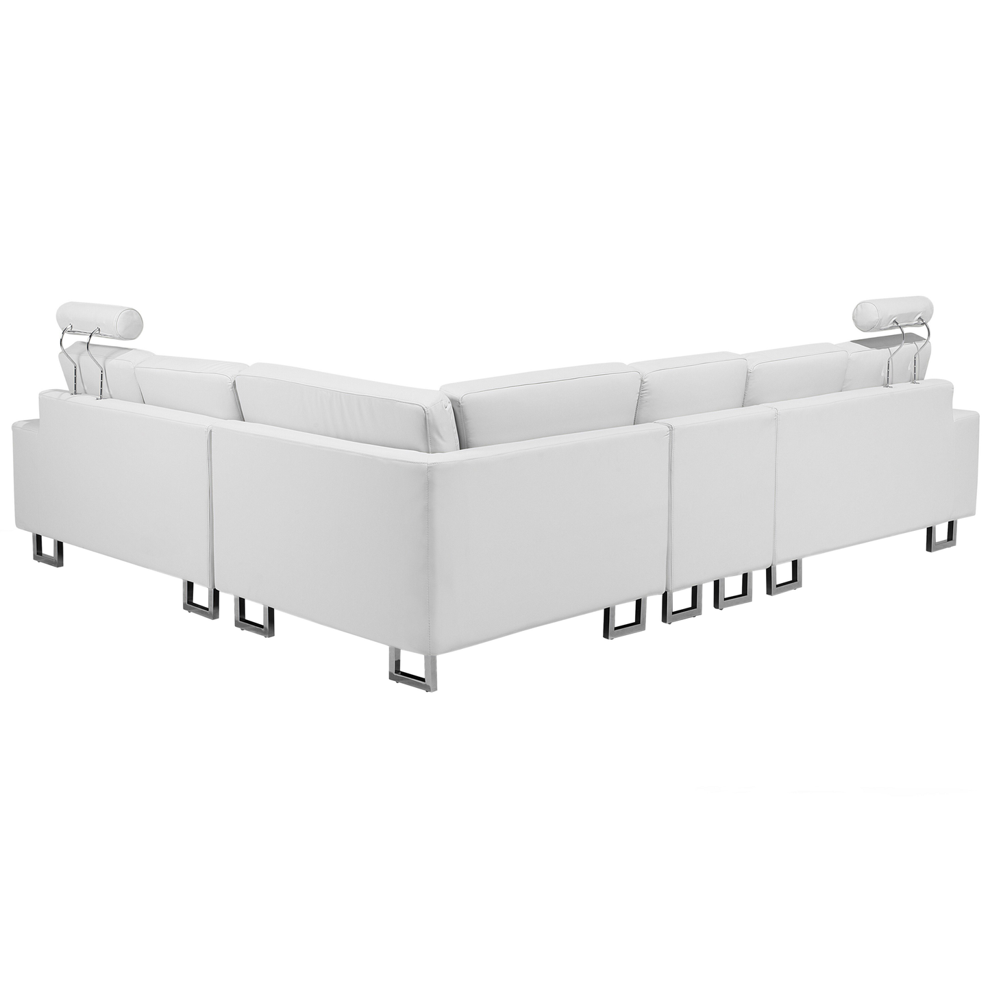 6-Sitzer Ecksofa Leder weiss rechtsseitig STOCKHOLM
