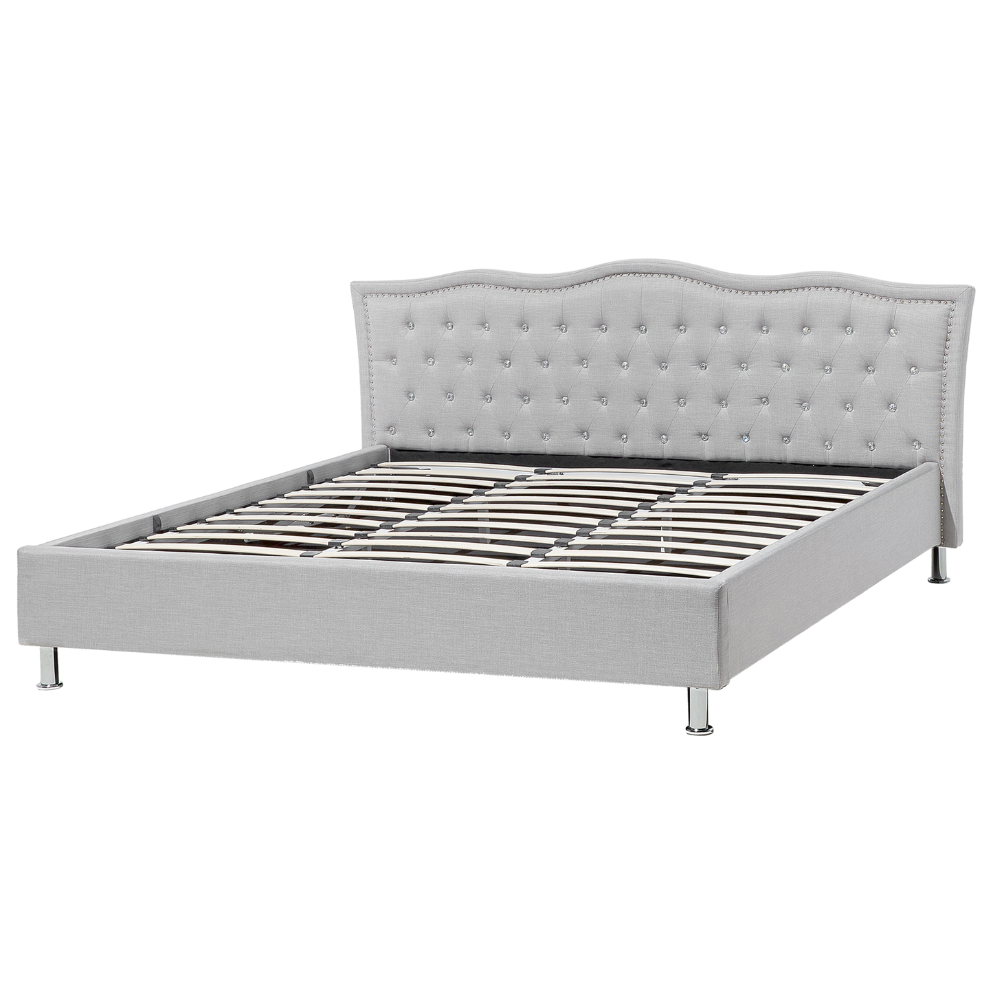 Bett mit Stauraum Stoff METZ 180 x 200 cm Hellgrau