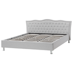 Bett mit Stauraum Stoff METZ 180 x 200 cm Hellgrau