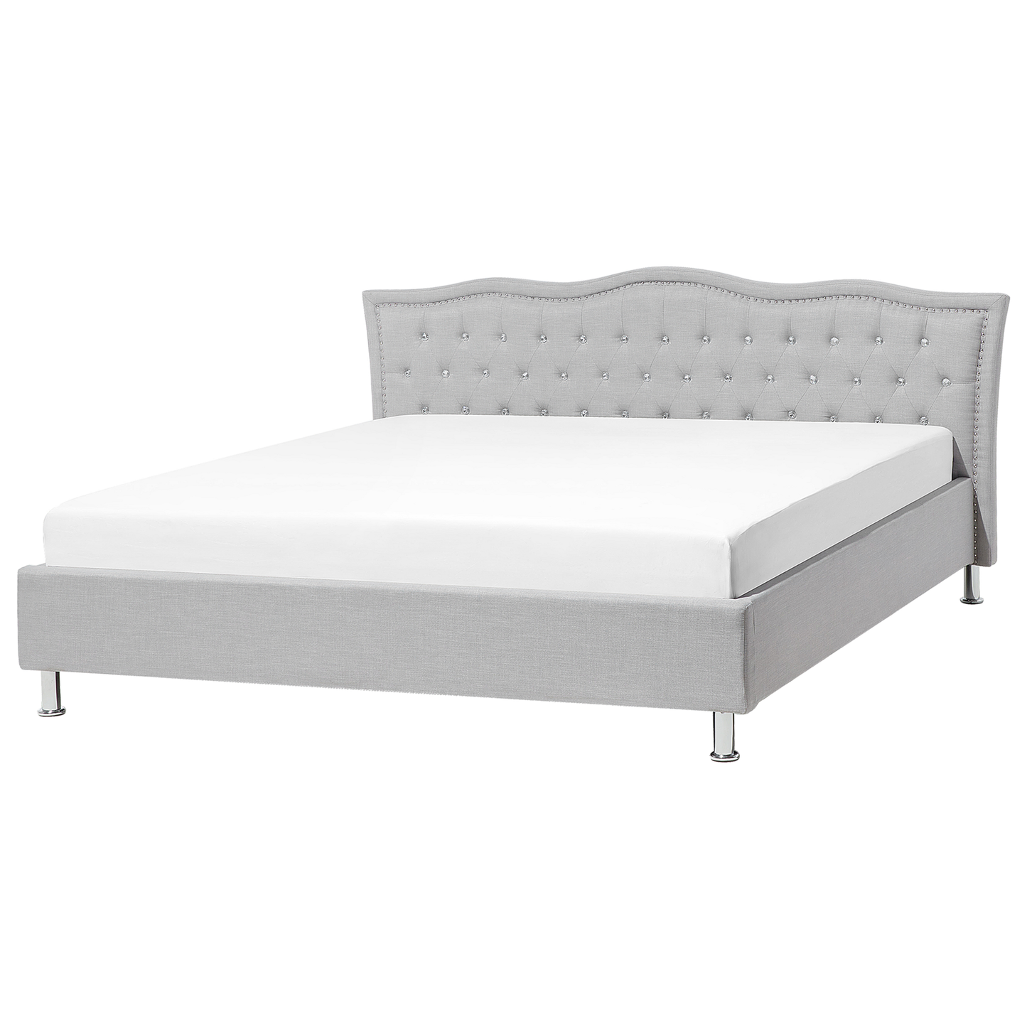 Bett mit Stauraum Stoff METZ 180 x 200 cm Hellgrau