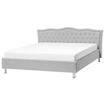 Bett mit Stauraum Stoff METZ 180 x 200 cm Hellgrau