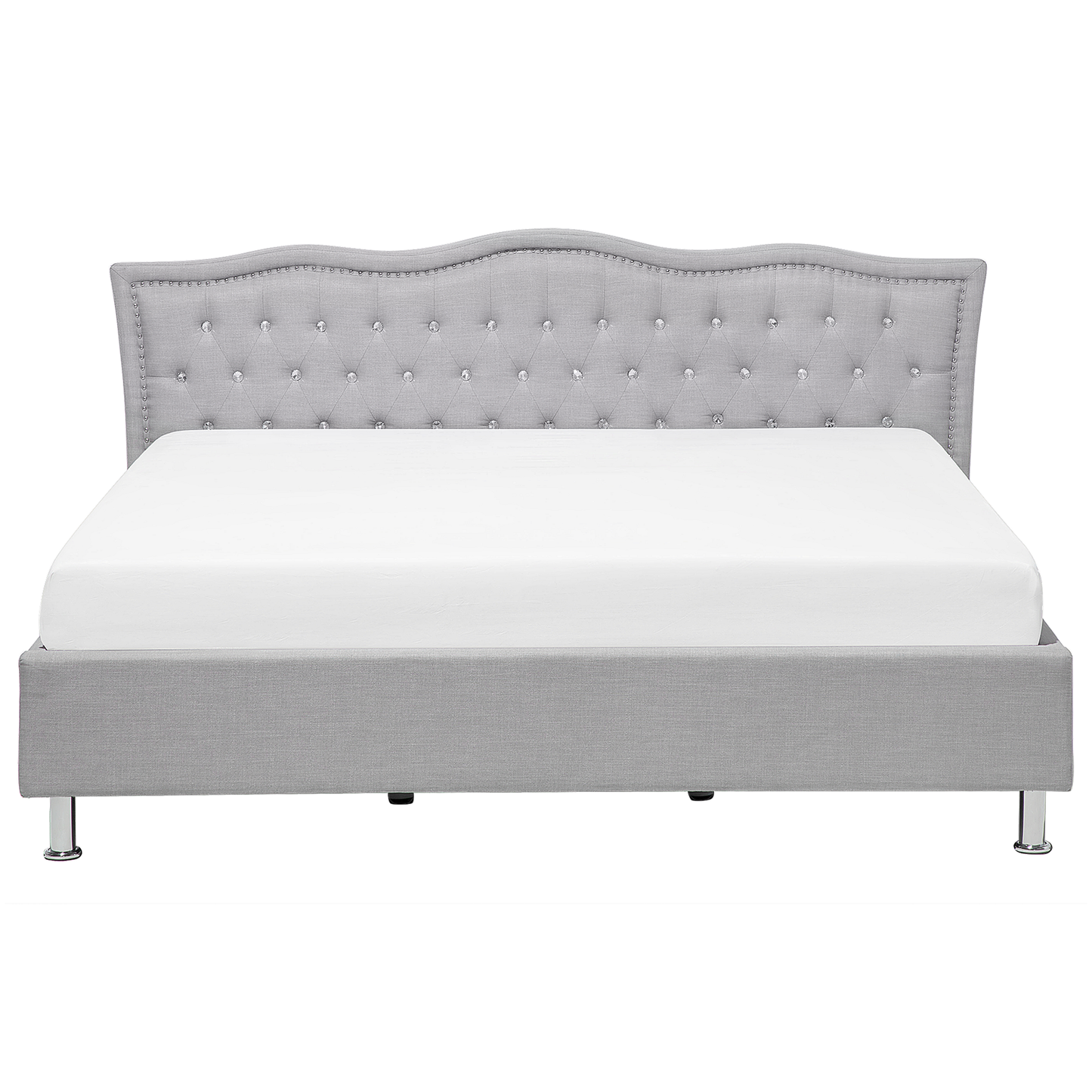 Bett mit Stauraum Stoff METZ 180 x 200 cm Hellgrau