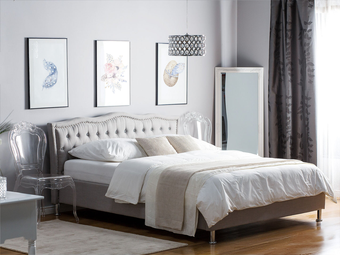 Bett mit Lattenrost Stoff METZ 180 x 200 cm Hellgrau