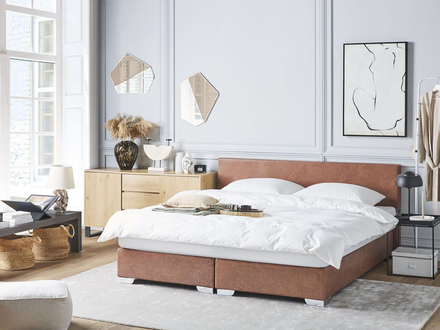 Boxspringbett Kunstleder PRESIDENT 180 x 200 cm Braun