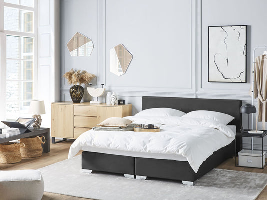 Boxspringbett Kunstleder PRESIDENT 160 x 200 cm Schwarz