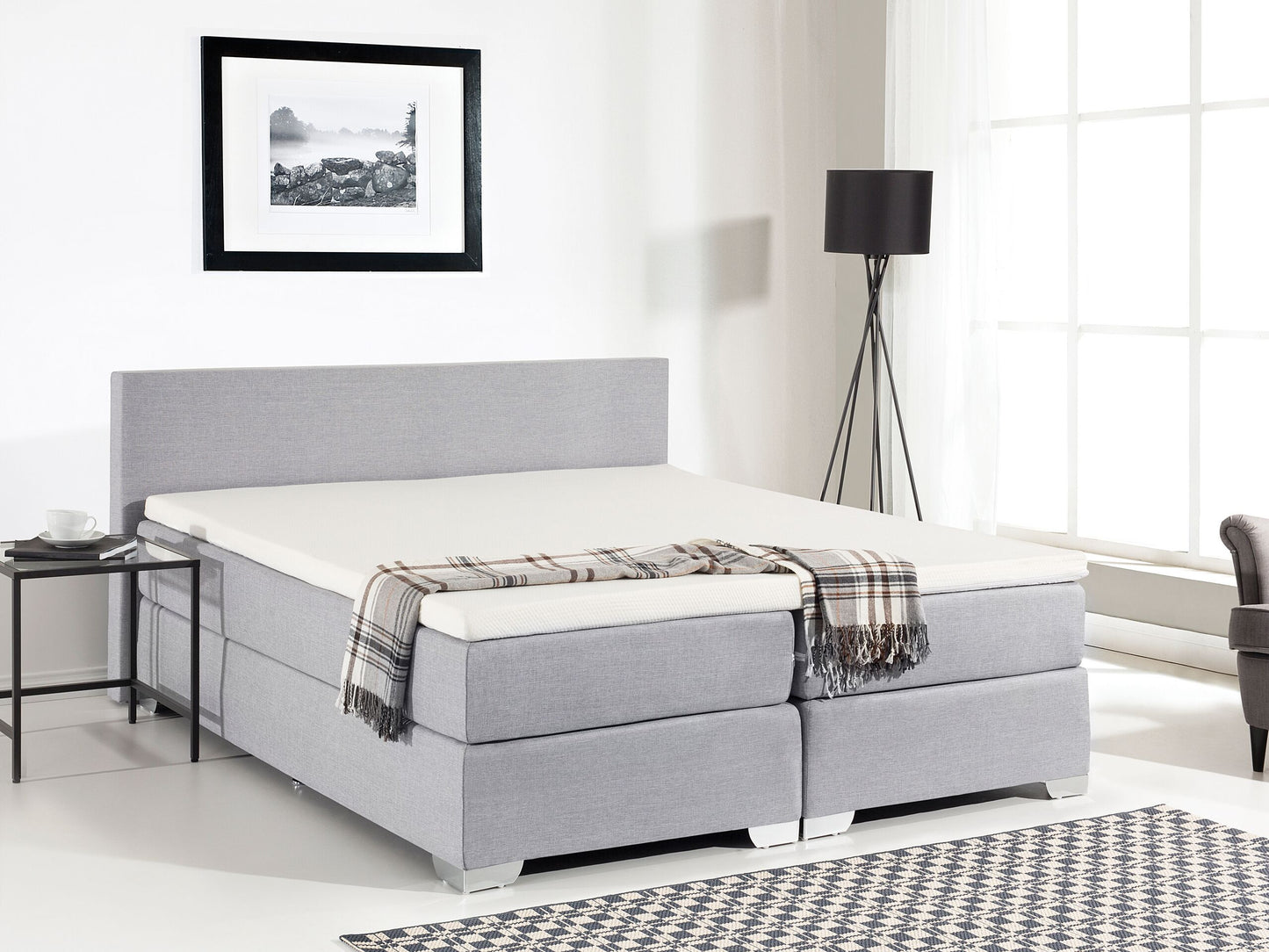 Boxspringbett Stoff PRESIDENT 180 x 200 cm Hellgrau