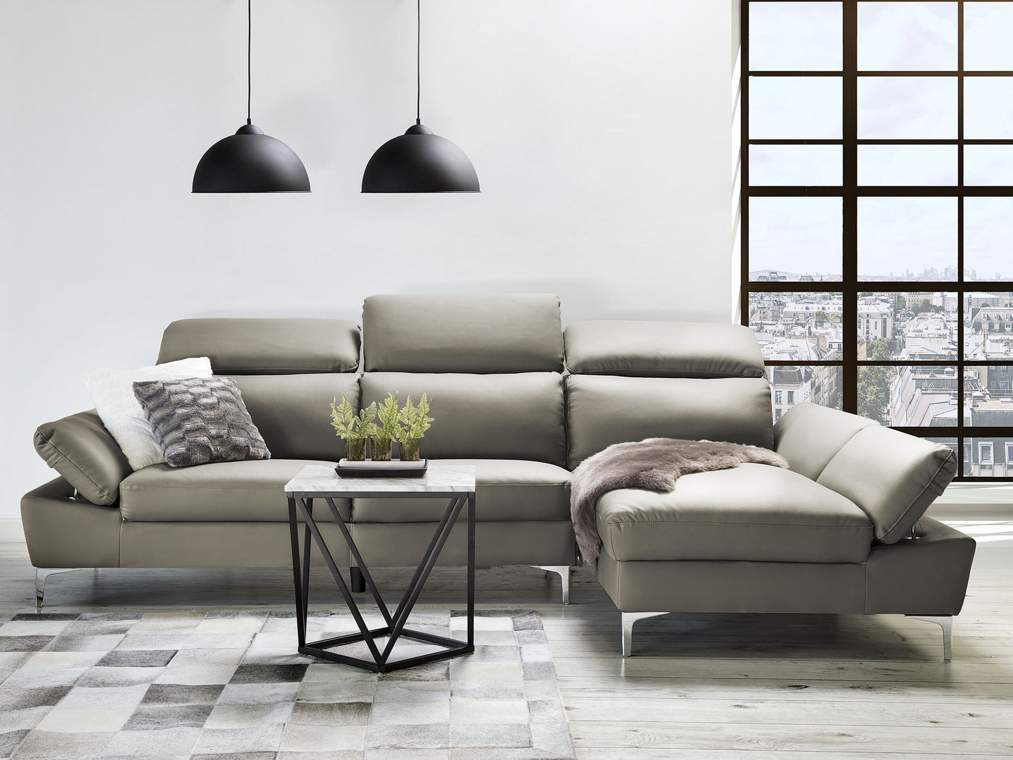 4-Sitzer Ecksofa Leder taupe linksseitig FARILA