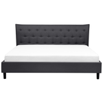 Bett mit Lattenrost Stoff SAVERNE 180 x 200 cm Dunkelgrau