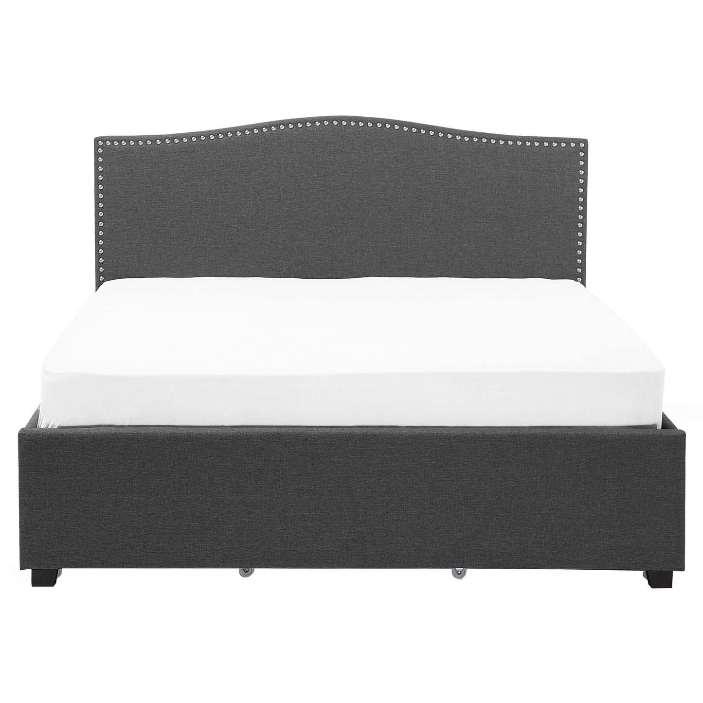 Bett mit Schubladen Stoff MONTPELLIER 160 x 200 cm LED Dunkelgrau