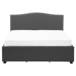 Bett mit Schubladen Stoff MONTPELLIER 160 x 200 cm LED Dunkelgrau