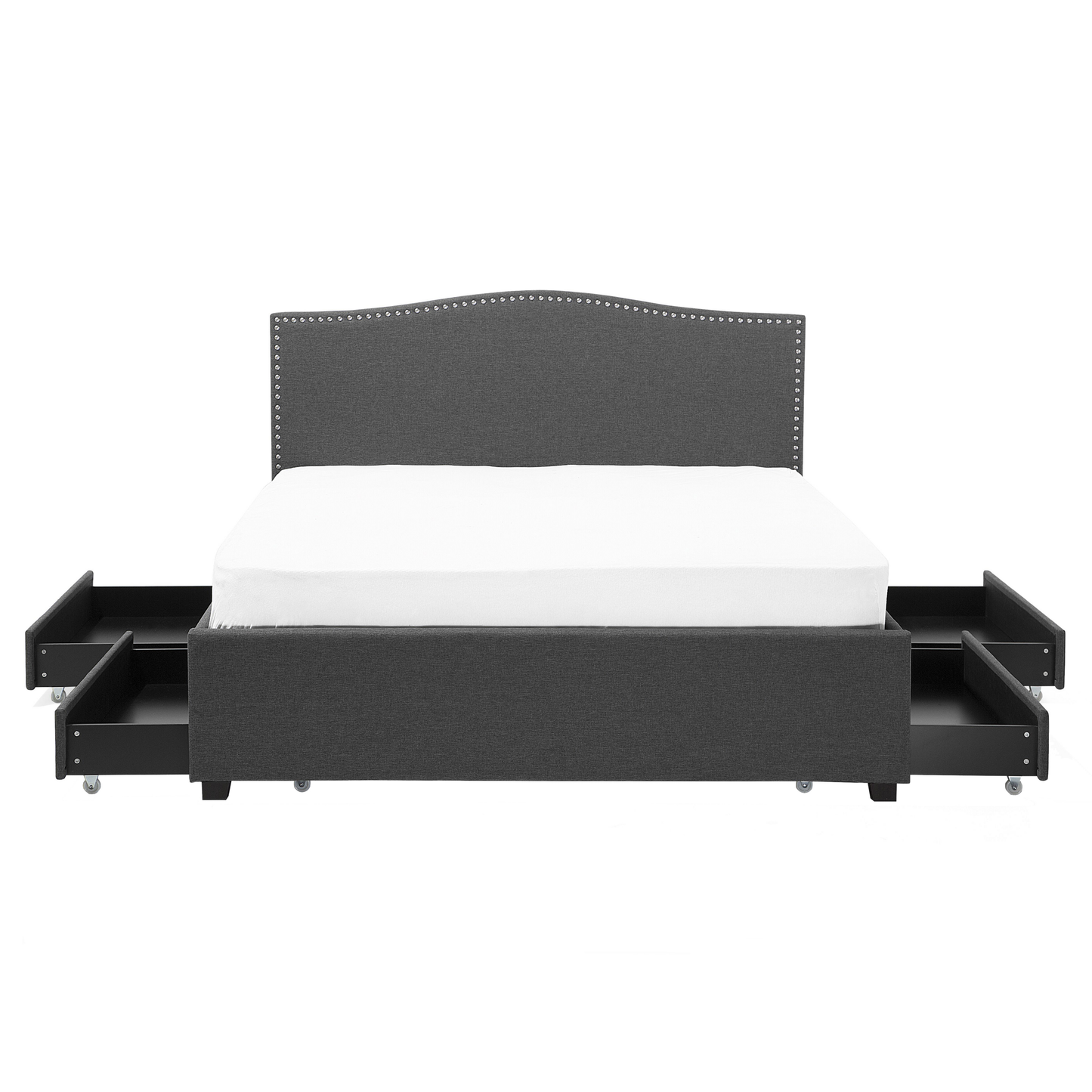 Bett mit Schubladen Stoff MONTPELLIER 160 x 200 cm LED Dunkelgrau