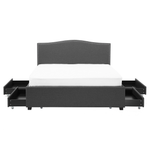 Bett mit Schubladen Stoff MONTPELLIER 160 x 200 cm LED Dunkelgrau