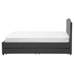 Bett mit Schubladen Stoff MONTPELLIER 160 x 200 cm LED Dunkelgrau