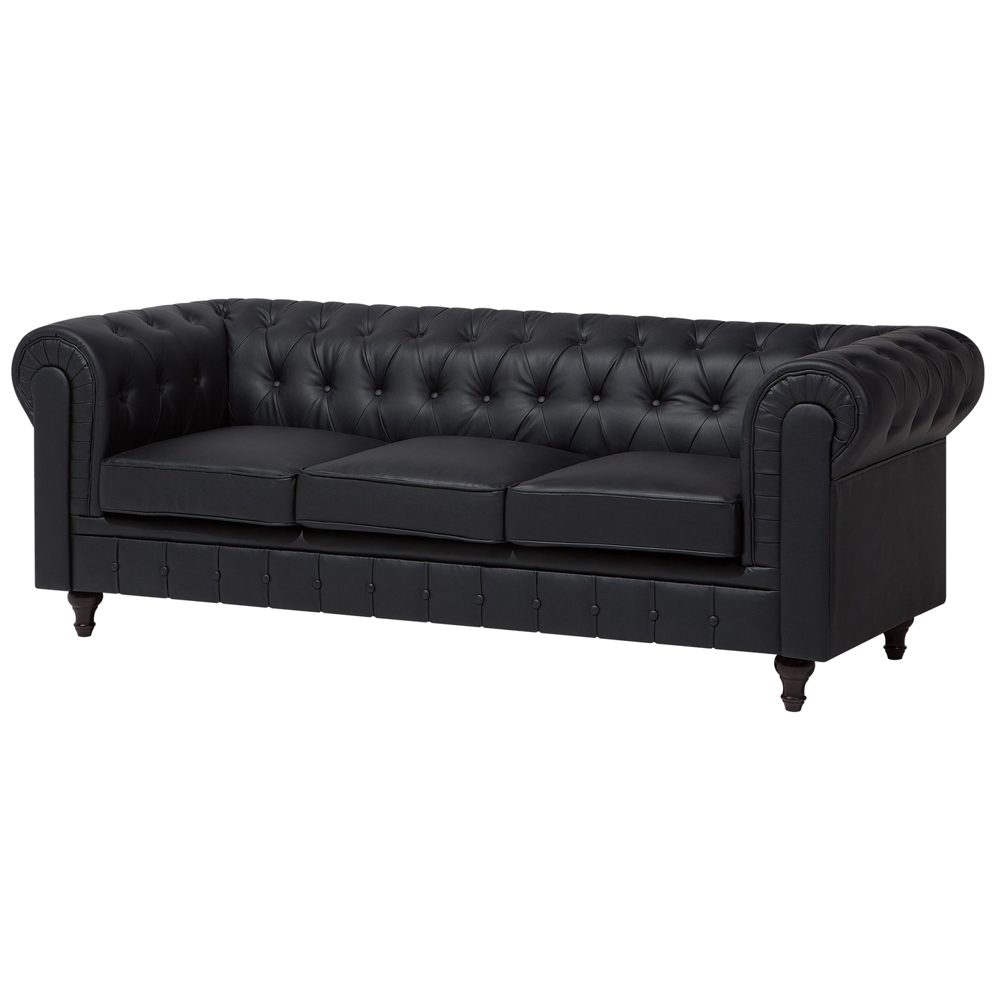 3-Sitzer Sofa Kunstleder schwarz CHESTERFIELD gross