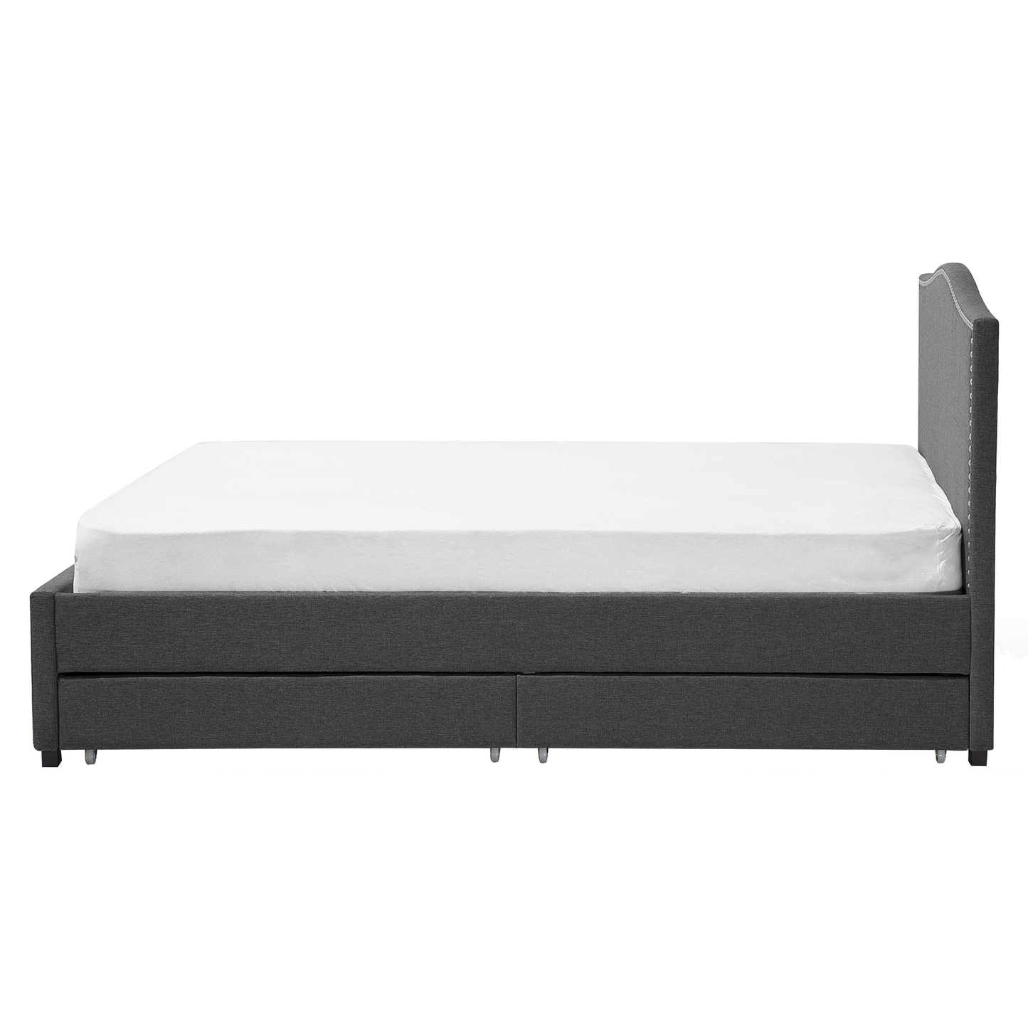 Bett mit Schubladen Stoff MONTPELLIER 160 x 200 cm Dunkelgrau