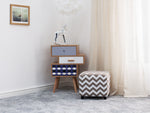 Pouf hellgrau-weiss 37 x 37 x 32 cm Zickzack-Muster KANSAS II