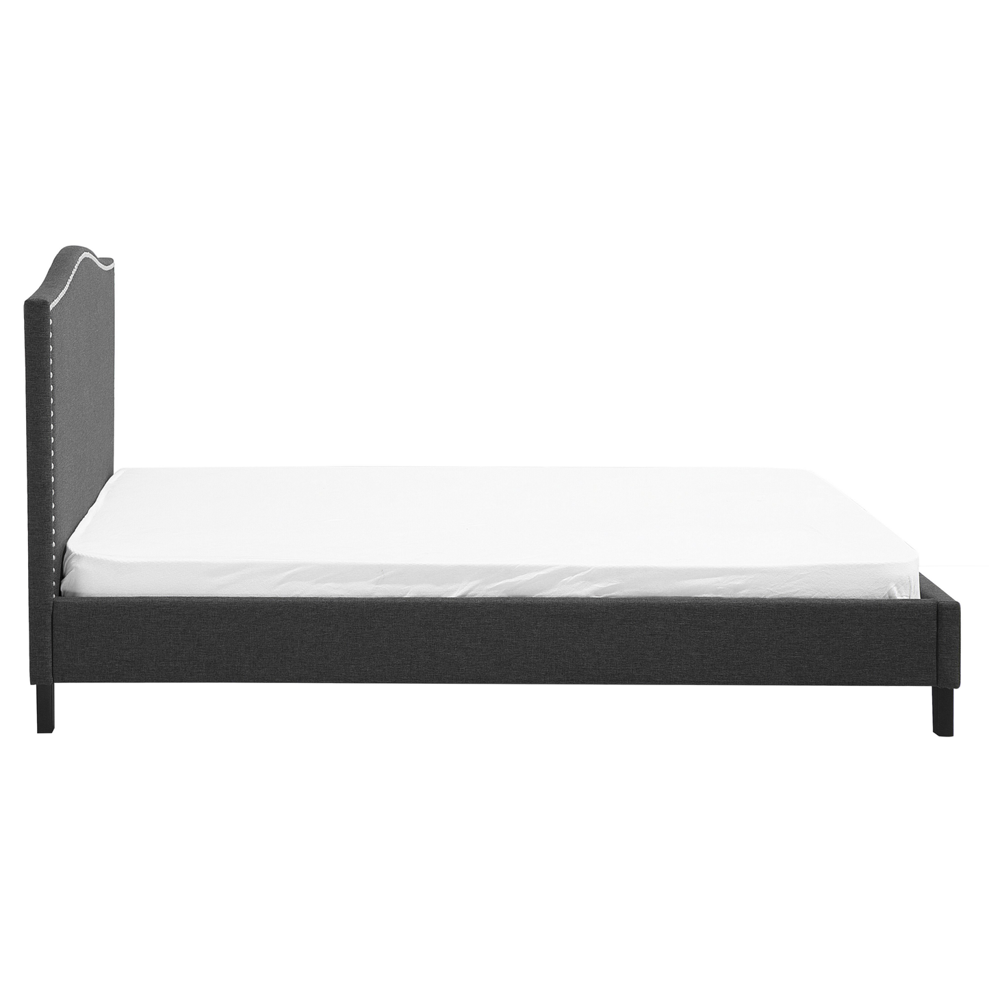 Bett mit Lattenrost Stoff MONTPELLIER 160 x 200 cm LED Weiss