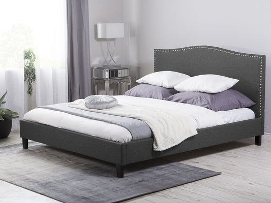 Bett mit Lattenrost Stoff MONTPELLIER 180 x 200 cm Dunkelgrau