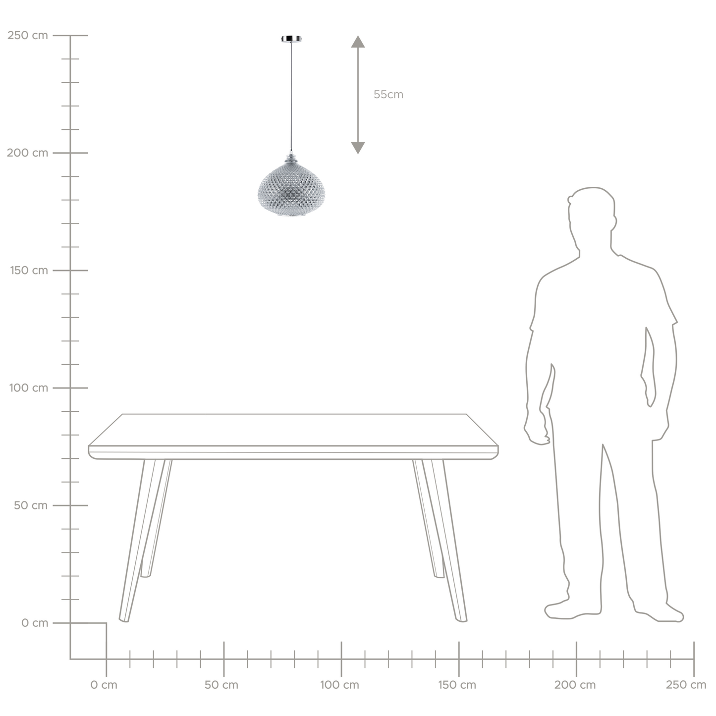 Hängelampe Glas silber Tropfenform MADON