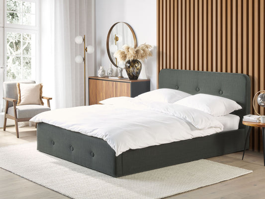 Bett mit Stauraum Stoff RENNES 180 x 200 cm Dunkelgrau