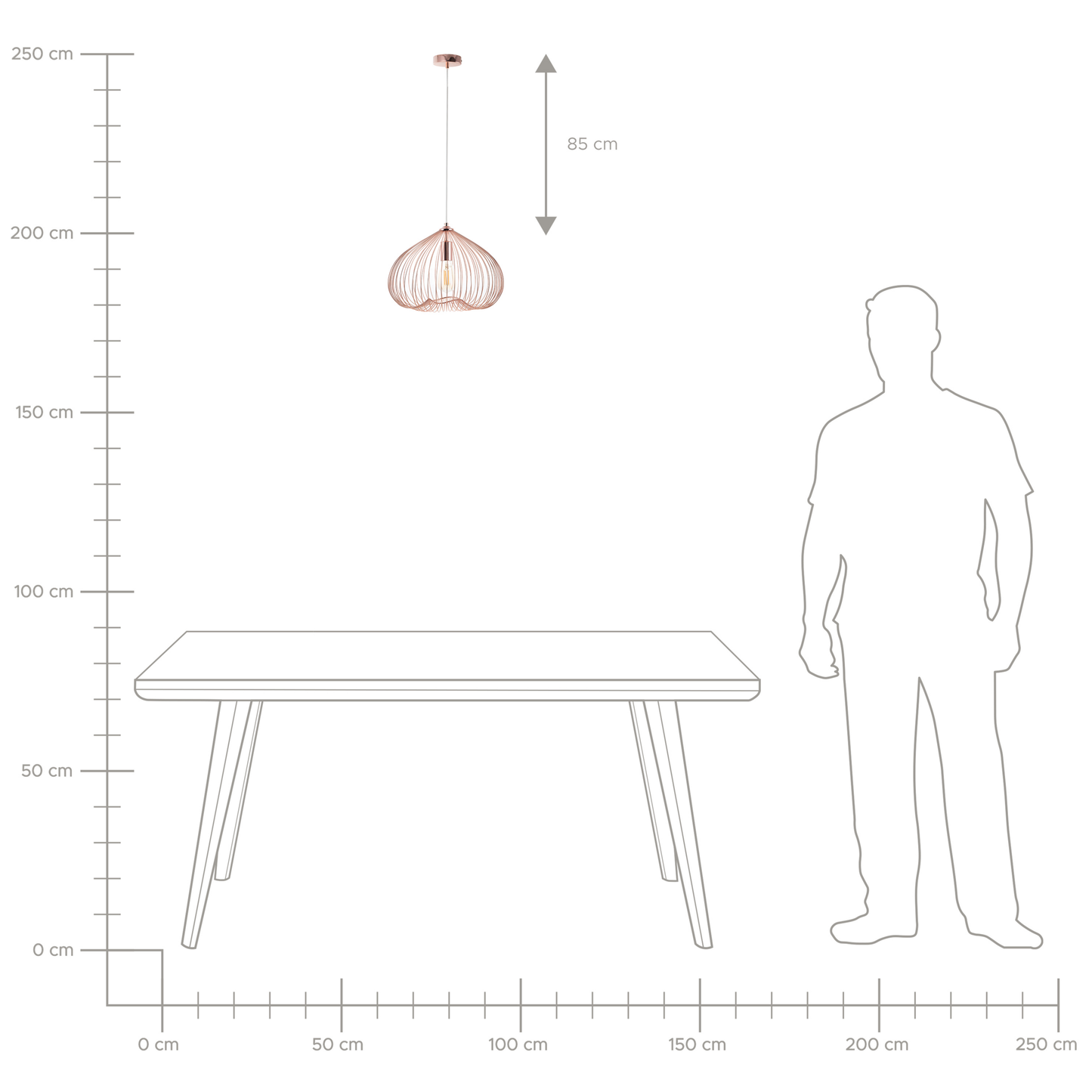 Hängelampe TORDINO Metall Kupfer