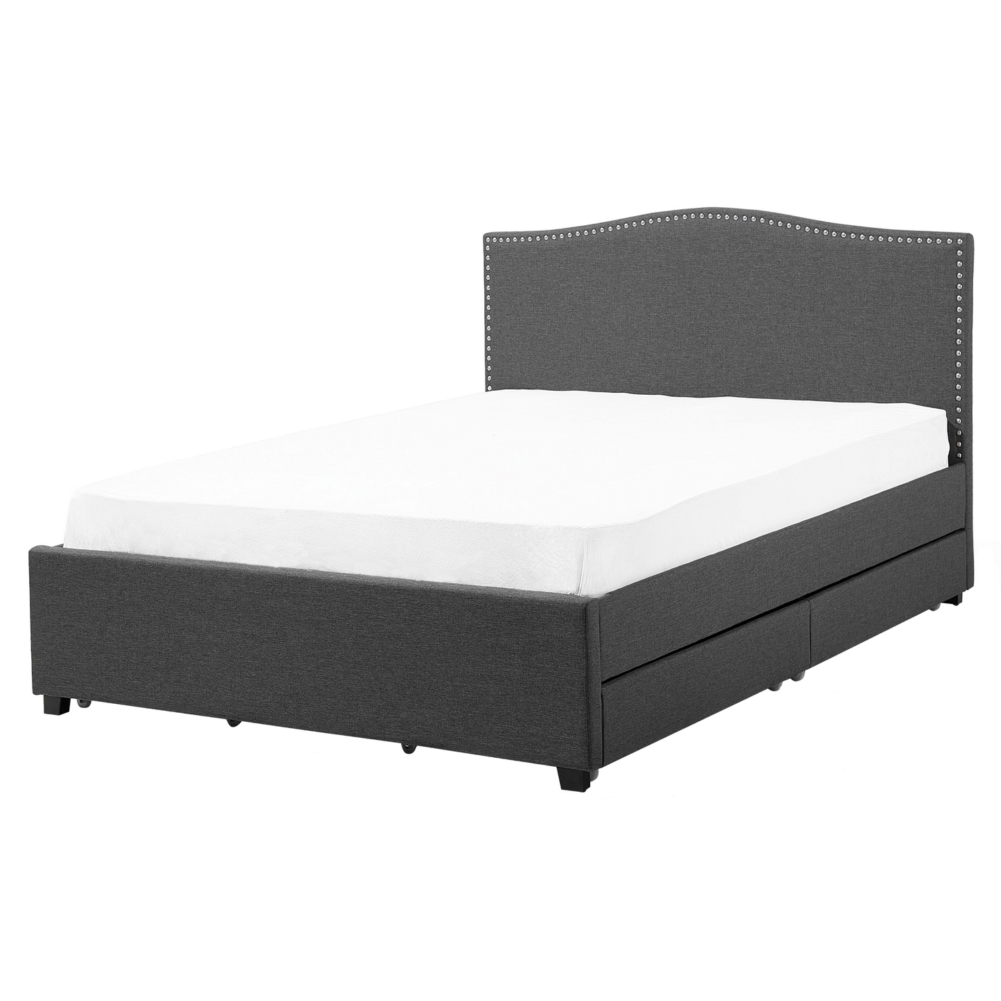 Bett mit Schubladen Stoff MONTPELLIER 160 x 200 cm Dunkelgrau