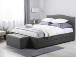 Bett mit Schubladen Stoff MONTPELLIER 160 x 200 cm Dunkelgrau