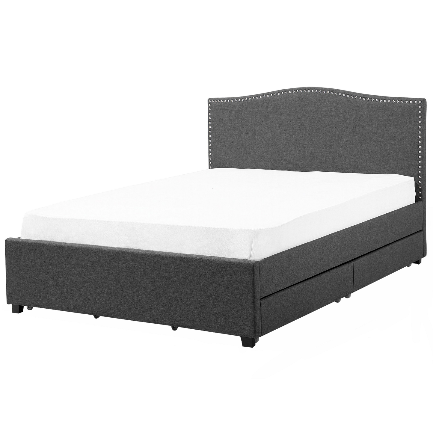 Bett mit Schubladen Stoff MONTPELLIER 180 x 200 cm Dunkelgrau