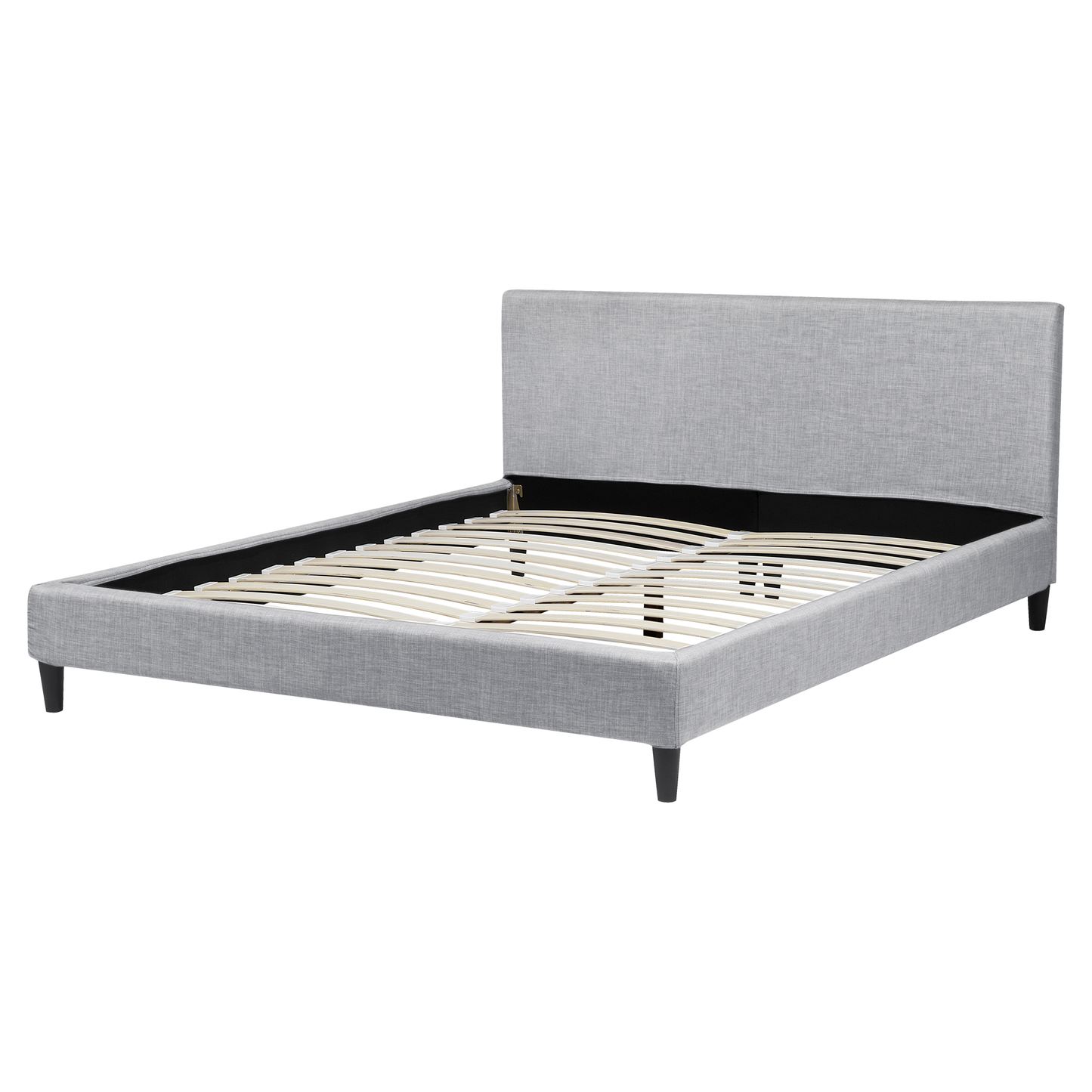 Bett mit LED Stoff FITOU 160 x 200 cm Hellgrau