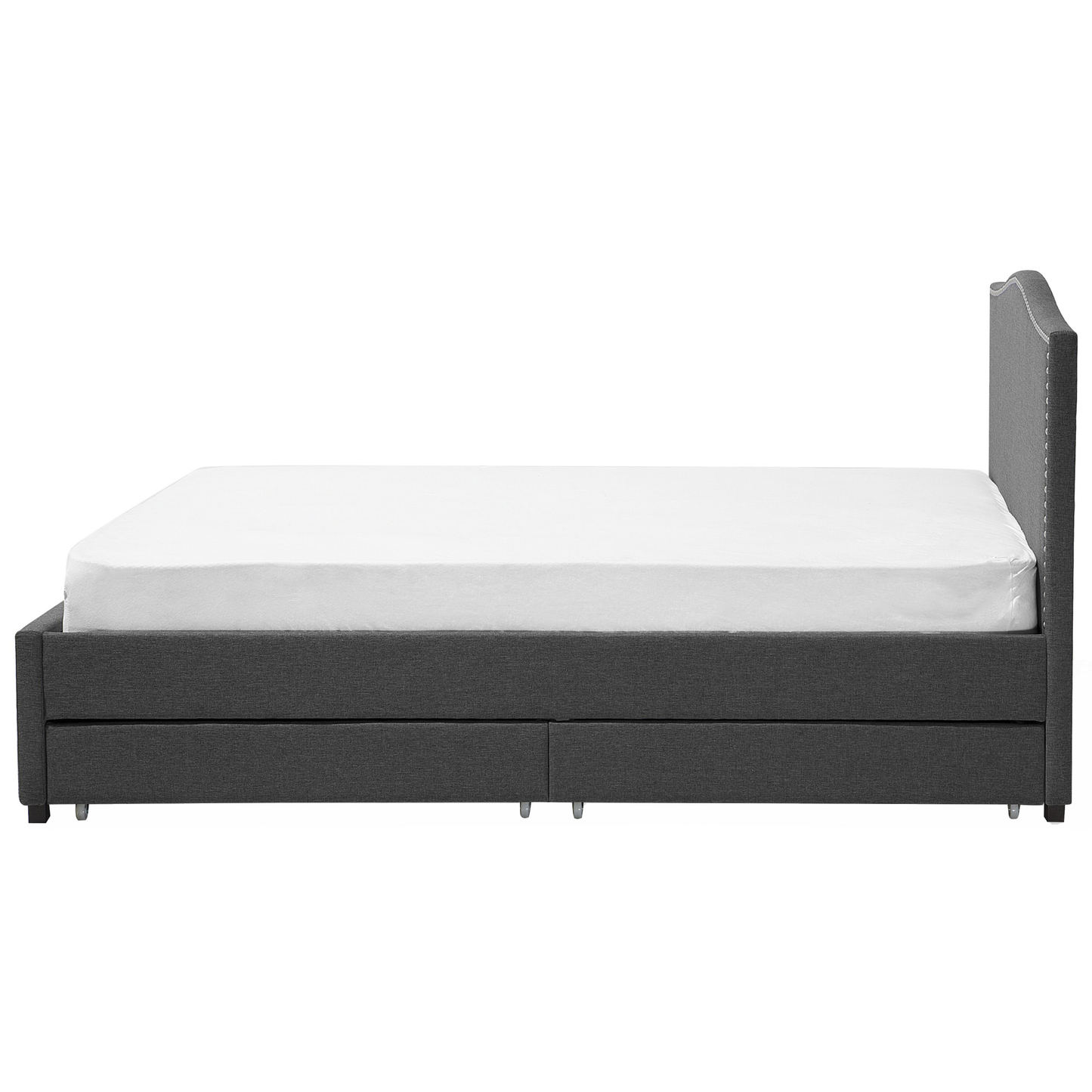 Bett mit Schubladen Stoff MONTPELLIER 180 x 200 cm Dunkelgrau