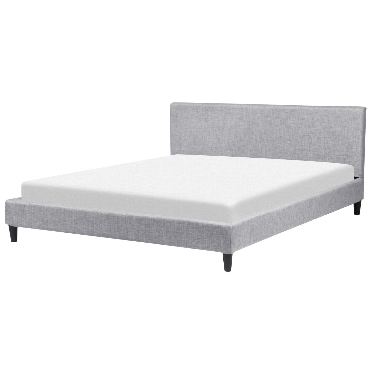 Bett mit LED Stoff FITOU 180 x 200 cm Hellgrau