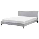 Bett mit LED Stoff FITOU 180 x 200 cm Hellgrau
