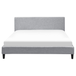 Bett mit LED Stoff FITOU 160 x 200 cm Hellgrau