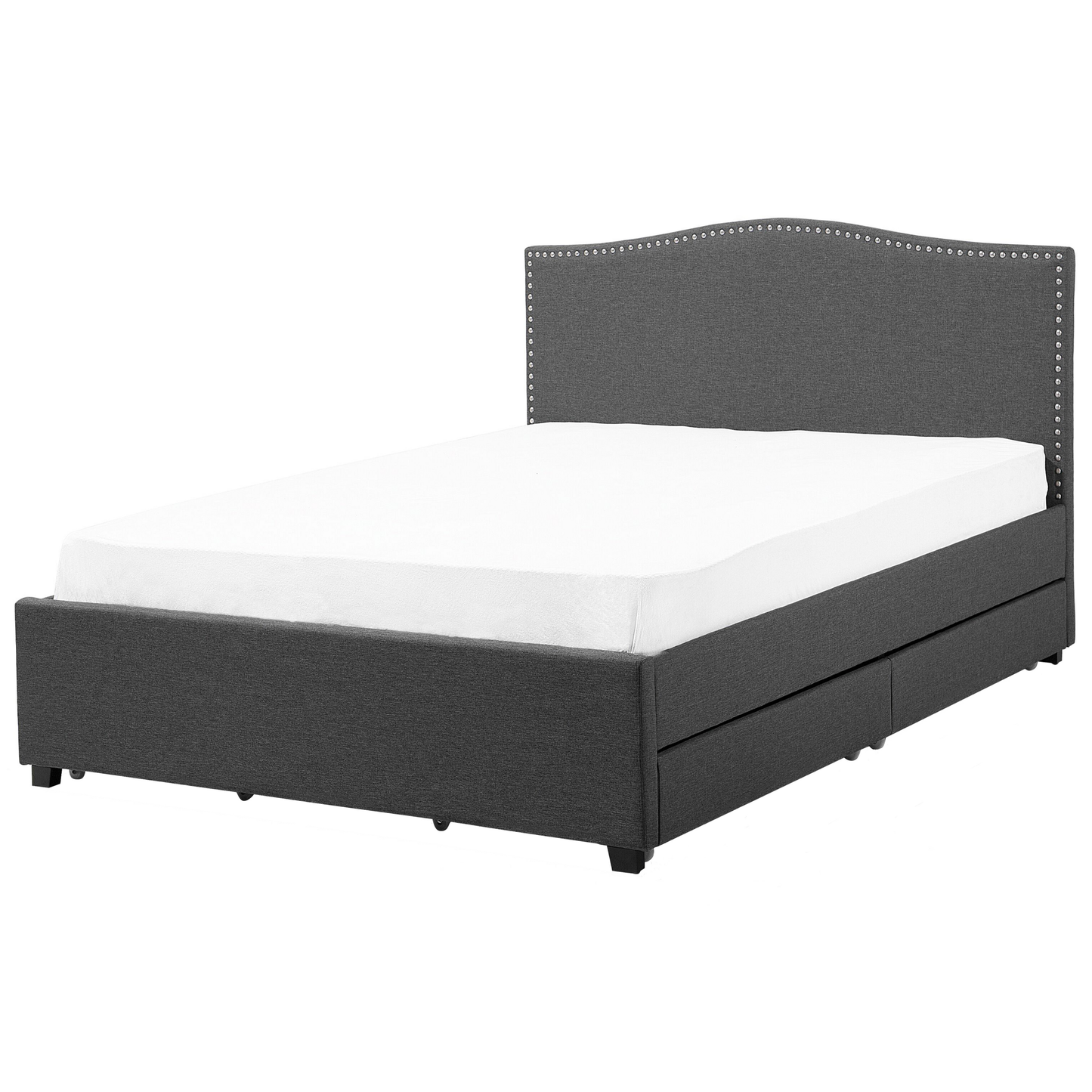 Bett mit Schubladen Stoff MONTPELLIER 180 x 200 cm LED Dunkelgrau