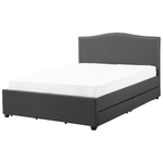 Bett mit Schubladen Stoff MONTPELLIER 180 x 200 cm LED Dunkelgrau