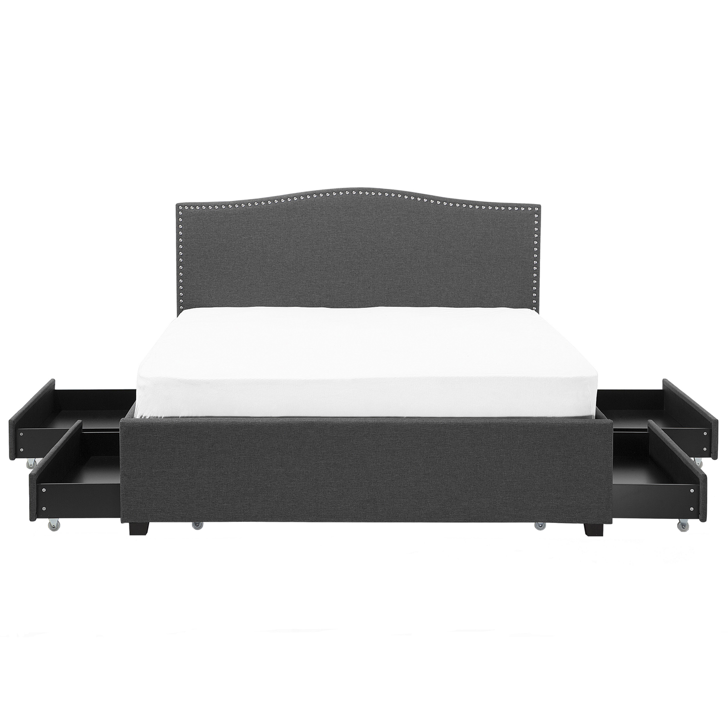 Bett mit Schubladen Stoff MONTPELLIER 180 x 200 cm LED Dunkelgrau