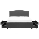 Bett mit Schubladen Stoff MONTPELLIER 180 x 200 cm LED Dunkelgrau
