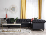 Ecksofa Kunstleder schwarz linksseitig CHESTERFIELD