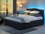 Bett mit Schubladen Stoff MONTPELLIER 180 x 200 cm LED Bunt