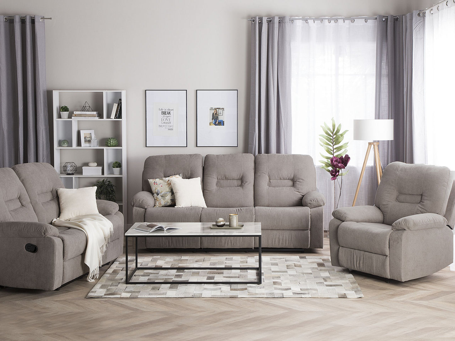Sofa Set Polsterbezug taupe 6-Sitzer verstellbar BERGEN