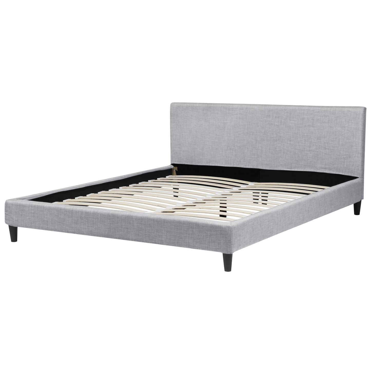 Bett mit LED Stoff FITOU 180 x 200 cm Hellgrau