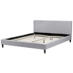 Bett mit LED Stoff FITOU 180 x 200 cm Hellgrau